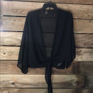 2/$20 Forever 21 Black Sheer front tie Shawl